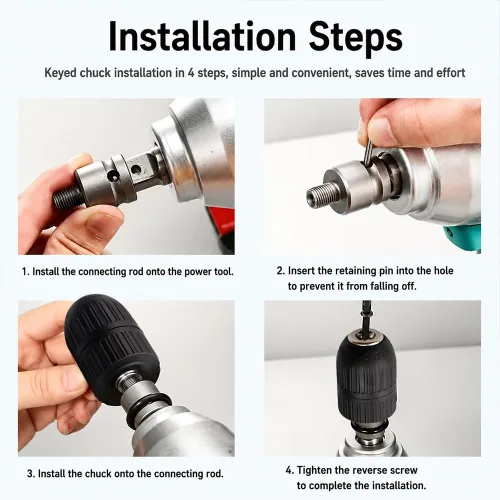 Miniatura 4 de Portabrocas sin llave de 2-13 mm, adaptador de conversión de cambio rápido con 1/2 pulgada de rosca 20UNF, adaptador hembra cuadrado de 12,7 mm