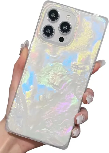 Miniatura 64 de Elegante Funda con Concha de Madre Perla para Niña Compatible con iPhone 14 de 6.1 Pulgadas, Funda Rectángulo con Borde, Elegante y delgada