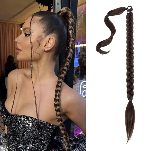 Miniatura 19 de Mebeli Extensiones de cola de caballo trenzadas, extensiones trenzadas, extensiones de cola de caballo largas trenzadas, extensiones de cola de #2