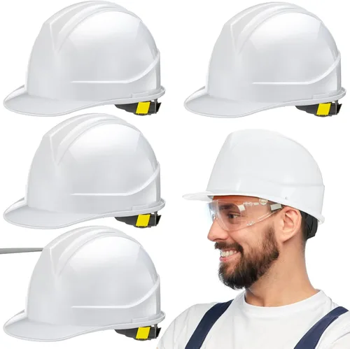 5 piezas de casco de suspensión blanca estilo gorra de trinquete de construcción para seguridad con almohadilla de algodón para cejas, rejillas de