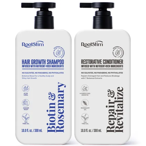 Set de champú y acondicionador para el crecimiento del cabello, champú y acondicionador de romero y biotina para engrosar el cabello, impulso