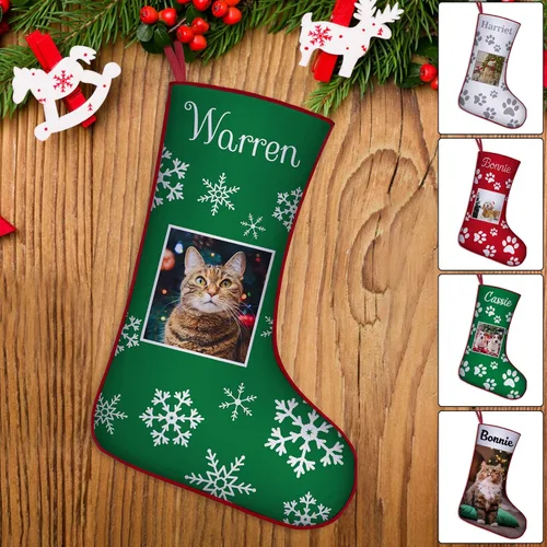 Miniatura 10 de Medias de Navidad de raza de perro personalizadas con texto de nombre, regalos de decoración de calcetines de Navidad personalizados para perros