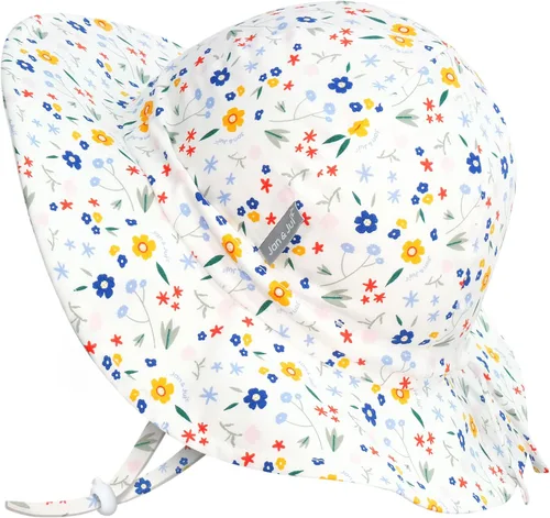 Miniatura 26 de JAN & JUL Sombrero de sol de algodón UPF 50+ con ala ancha para niñas pequeñas