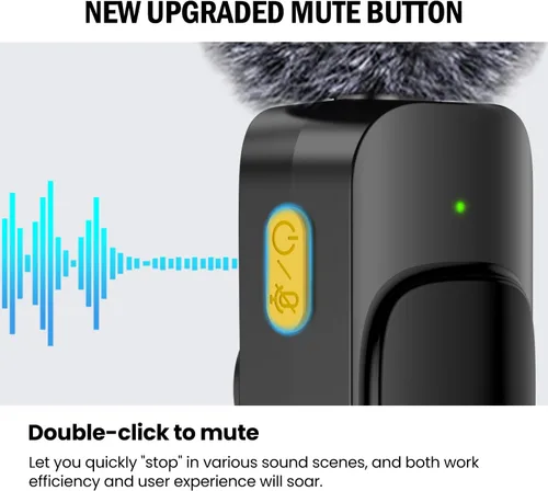 Miniatura 3 de Paquete de 2 mini micrófonos inalámbricos Lavalier para iPhone, Android, cancelación activa de ruido, micrófono magnético de solapa para TikTok