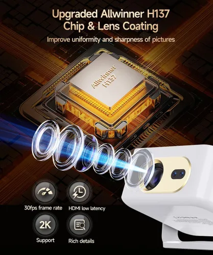 Miniatura 7 de Magcubic HY300GT - Miniproyector con WiFi y Bluetooth, proyector portátil inteligente compatible con 260 ANSI y 2K, enfoque automático y corrección