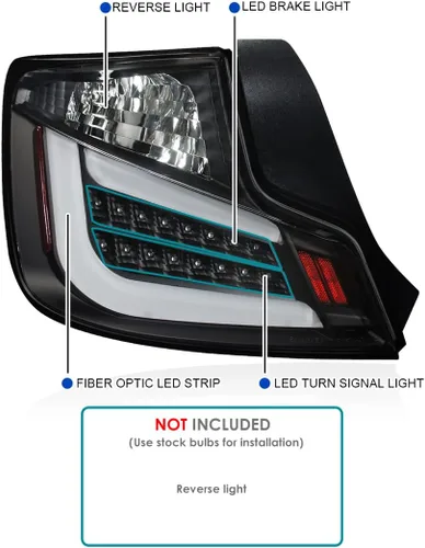 Miniatura 4 de SPEC-D TUNING Luces traseras LED negras con barra de luz LED blanca compatible con Scion TC 2011-2013, conjunto de par izquierdo + derecho