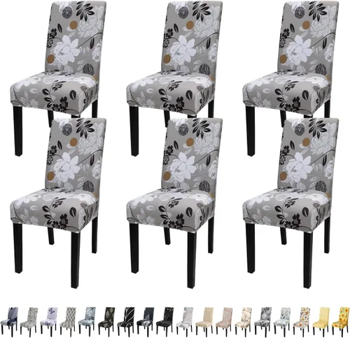 Miniatura 94 de JQinHome Juego de 8 fundas para sillas de comedor, fundas de alta elasticidad extraíbles y lavables, fundas protectoras de asiento para silla