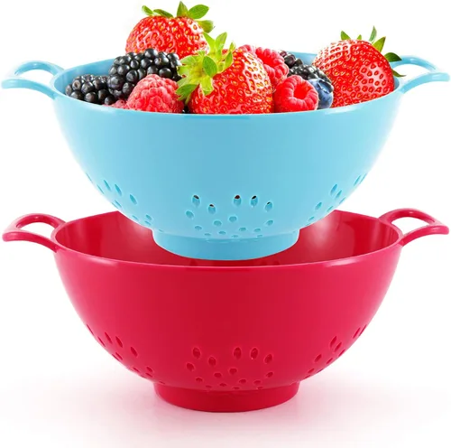 Miniatura 14 de Meadow Lane - Colador pequeño de 6 pulgadas, libre de BPA, apto para lavavajillas, con asas dobles, escurridor compacto de alimentos para bayas