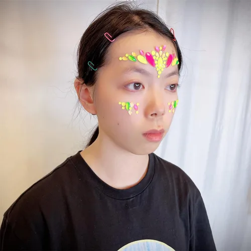 Miniatura 3 de Topz Pegatina de gemas faciales de neón para la cara, maquillaje de Halloween, tatuajes faciales de arco iris, gemas de cristal para ojos