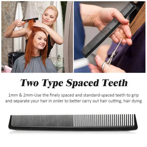 Miniatura 5 de Peine de corte de pelo, 5 piezas, peine de peluquería para peluquería, dientes finos, juego de cepillos de pelo de carbono, antiestático, resistente