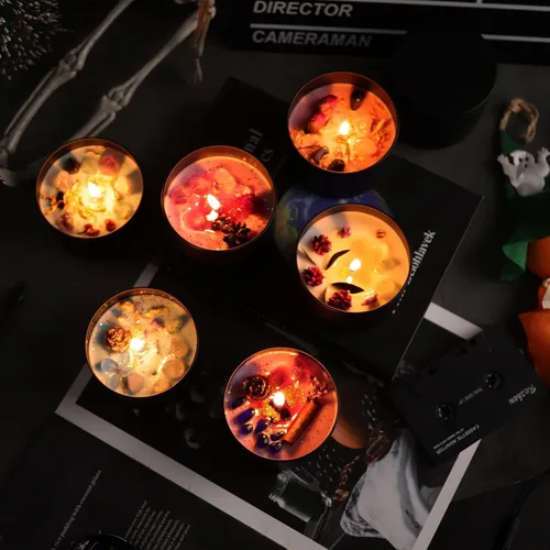 Miniatura 2 de Paquete de 12 tarros de velas, latas de velas de 8 onzas con tapas, tarros de velas de metal vacíos para hacer velas a granel, color negro Negro