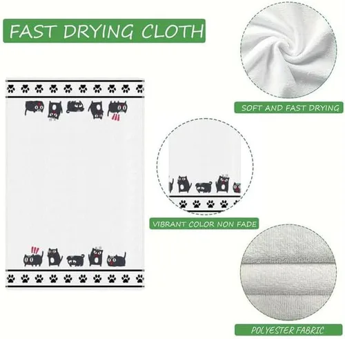 Miniatura 5 de Divertidas toallas de cocina para gatos, toallas de mano con patas de gato, paño de microfibra de secado rápido para cocina, toallas de mano