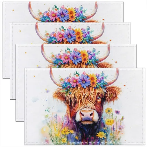 Miniatura 41 de jejeloiu Juego de 4 manteles individuales decorativos de hongos de 18 x 12 pulgadas, manteles individuales de mesa con diseño de hongos de dibujos