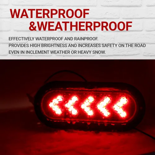 Miniatura 5 de TMH (Paquete de 2) Luces LED de Cola de Flecha Roja de 6 Pulgadas Ovaladas con 25 LED, Señal de Giro Montadas en Superficie, Compatibles con Rojo