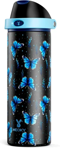 Miniatura 24 de Botella de agua aislada de 40 onzas con popote, botella de agua de metal de acero inoxidable con tapa 2 en 1, a prueba de fugas, fría durante 24