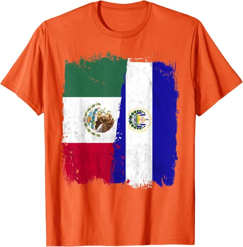 Miniatura 72 de Camiseta con la bandera mexicana de El Salvador con la mitad de la bandera mexicana de El Salvador