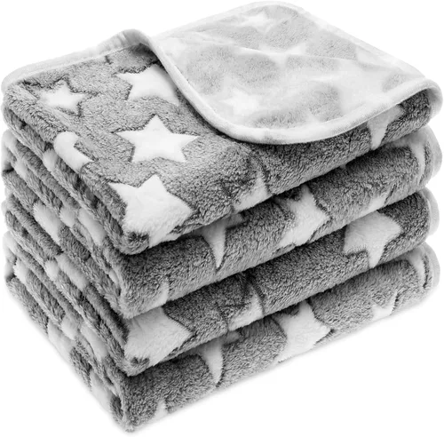 Miniatura 17 de Tatuo Paquete de 4 mantas de forro polar para perros cachorros y gatos, tapete de dormir de varios tamaños para mascotas, conejillos de indias, Beige