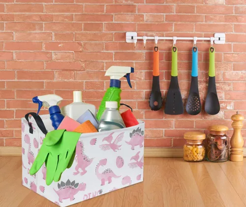 Miniatura 4 de Cestas rectangulares rosas, cesta de dinosaurio, bonita cesta organizadora para habitación de los niños, decoración de dinosaurios, ropa, caja