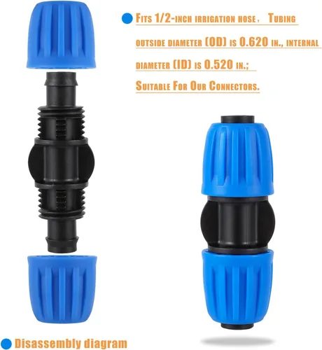Miniatura 2 de 10 piezas de accesorios de acoplamiento de tubería de riego de 1/2 pulgada (1/2 pulgada de diámetro interior x 0.63 pulgadas de diámetro) tubos