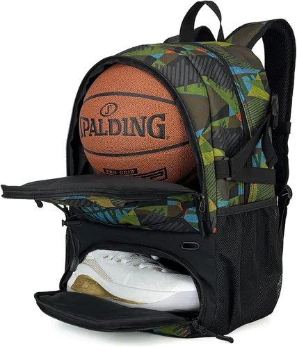 Miniatura 13 de GRANDUP - Mochila de baloncesto con compartimento para pelota y zapatos. Adecuada para voleibol, fútbol, natación, gimnasio, viajes y escuela
