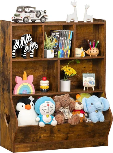 Miniatura 20 de Lerliuo Estantería y organizador de almacenamiento para bebés y niños pequeños, gabinete y librero para niños, estante de madera con 3 Azul