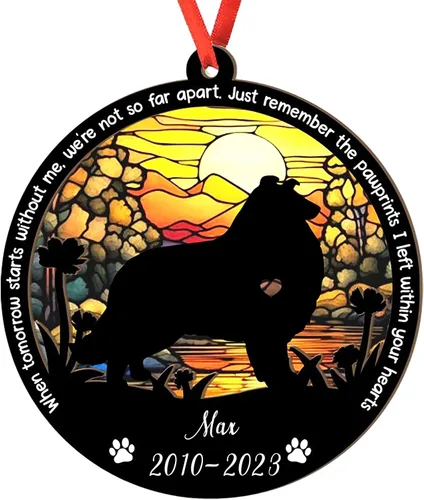 Miniatura 21 de Adorno personalizado para atrapasoles de sabueso afgano, adorno de Navidad de sabueso afgano – Regalo para perro amante, sabueso afgano
