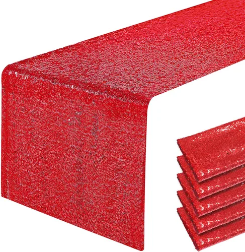 Miniatura 40 de Pufogu - Camino de mesa de lentejuelas brillantes de 12 x 72 pulgadas para fiestas de cumpleaños, decoración de bodas, despedidas de soltera