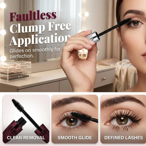 Miniatura 4 de Máscara de pestañas de volumen impermeable 7D, 2026, pestañas rizadas naturales de larga duración para maquillaje profesional de ojos para mujeres