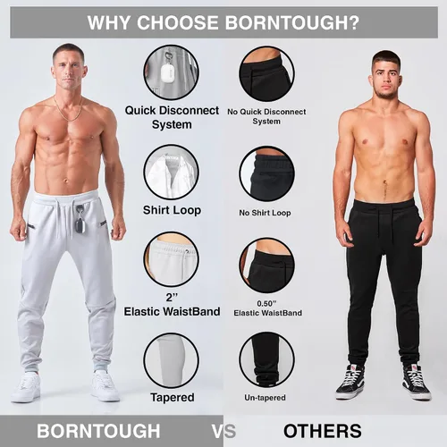 Miniatura 5 de Born Tough Pantalones deportivos de entrenamiento para hombre, cónicos para fisicoculturismo, gimnasio, pantalones deportivos con bolsillos