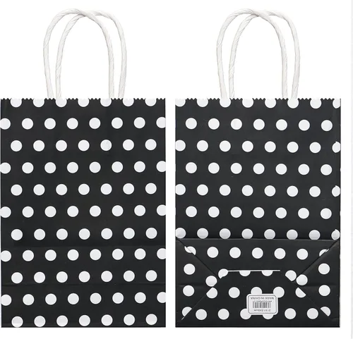 Miniatura 4 de ADIDO - Bolsas de papel rojo EVA con puntos blancos de papel kraft con asas bolsas de papel para niños, cumpleaños, bodas, fiestas y fiestas
