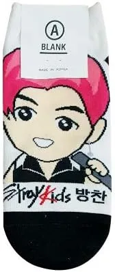 Miniatura 5 de Calcetines de personajes de dibujos animados Kpop StrayKids para mujer, fabricados en Corea, Blanco