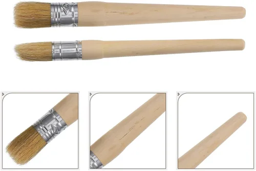 Miniatura 3 de 2 unids pincel redondo mango de madera diferentes tamaños 0.787 in 0.984 in acrílico acuarela pintura al óleo herramienta principiante muebles