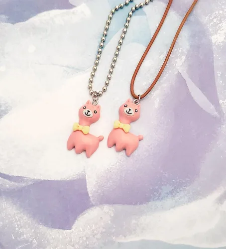 Miniatura 4 de Llama Necklace, Alpaca Necklace, Kawaii, Pink Llama, Kitsch, Pink Resin Alpaca Necklace, Optional Personalization