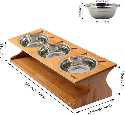 Miniatura 2 de Cuencos para gatos con soporte de madera elevado, cuencos elevados para mascotas con soporte oblicuo para gatos, perros, gatitos y cachorros