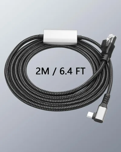 Miniatura 7 de CERRXIAN Cable Ethernet USB C a 2.5 Gbps de 6.5 pies, LAN Gigabit RJ45 a adaptador USB C de ángulo recto de 90 grados, convertidor de cable de red