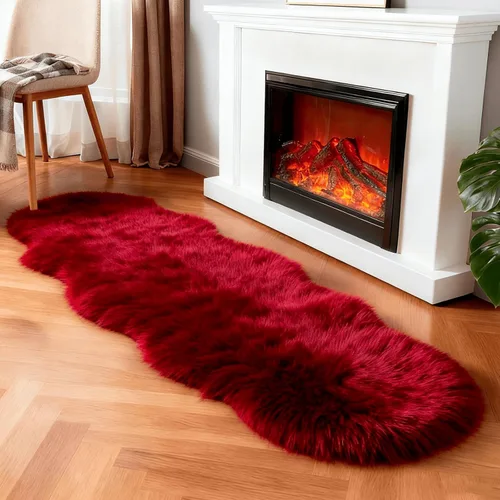 Miniatura 41 de linmopm Alfombra de piel sintética de pelo lanudo esponjoso negro de 2x6 pies para dormitorio, cabecera de la cama, suelo, sala de estar, cojín