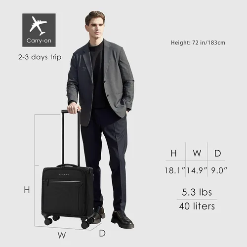 Miniatura 6 de VERAGE Teldo Softside - Maleta extensible con ruedas giratorias, Negro -, Equipaje de transporte Softside