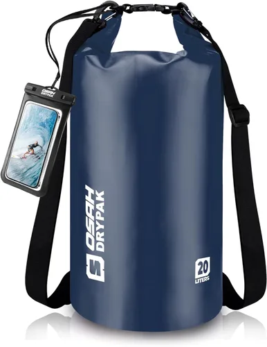 Miniatura 43 de Bolsa seca impermeable, 5L/10L/20L/30L/40L Mochila de almacenamiento ligera con funda para teléfono para mujeres y hombres, saco impermeable Gris