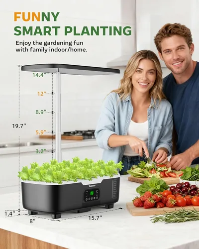 Miniatura 7 de Kit de sistema de cultivo hidropónico Misting de 15 cápsulas para jardín de hierbas inteligente para interiores con panel táctil LCD de 6 L, tanque