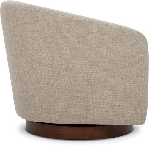 Miniatura 6 de CHITA - Silla decorativa giratoria con diseño de barril tapizada, certificada FSC, para sala de estar, completamente ensamblada, beige lino Lino