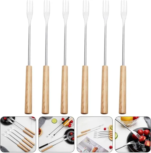 Miniatura 4 de STOBAZA 6 tenedores de fondue de acero inoxidable de 10.2 pulgadas, palitos de fondue de queso, utensilios de cocina, tenedores de alimentos