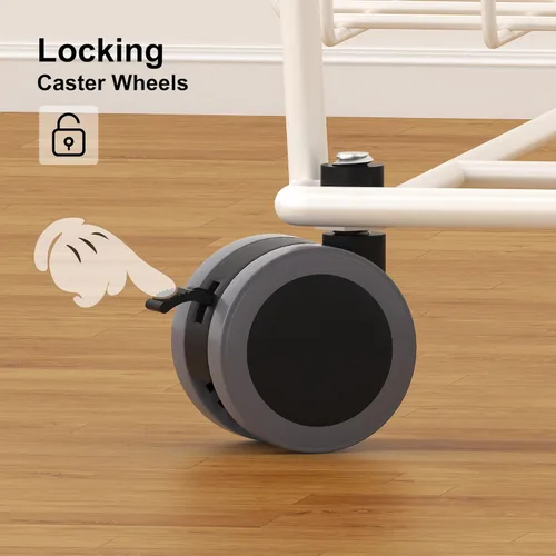 Miniatura 7 de PUSDON Cestas de almacenamiento de alambre apilables grandes de 4 niveles con ruedas, organizador de carrito utilitario con ruedas y ruedas