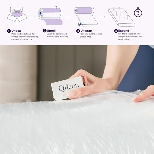 Miniatura 7 de NapQueen Colchón de Espuma Viscoelástica Twin de 5 Pulgadas, Sensación Media, Certificado CertiPUR-US, Cama en una Caja, Funda de Tela Suave