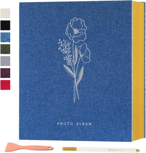 Miniatura 32 de Lanpn - Álbum de fotos autoadhesivo de lino, 40 páginas, álbum de fotos para manualidades, páginas adhesivas magnéticas, contiene fotos de 4 x 6, 7