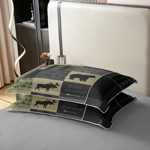 Miniatura 6 de jejeloiu Juego de funda de edredón con estampado de oso 100% algodón, tamaño individual, juego de ropa de cama de animales salvajes, ultra suave