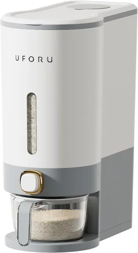 Miniatura 19 de UFORU Dispensador de arroz, recipiente de almacenamiento de arroz con taza medidora para cocina, despensa, hogar, recipientes de almacenamiento