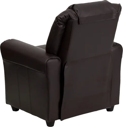 Miniatura 9 de BizChair Sillón reclinable infantil LeatherSoft marrón con portavasos y reposacabezas Piel suave de color café.