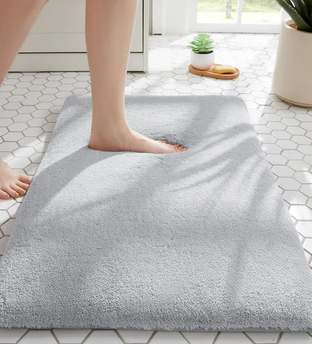 Miniatura 32 de MINIDEAR - Alfombras de baño 24x17 beige - Tapete de baño de espuma elástica gruesa, ultra suave y pachona, antideslizante, de secado rápido