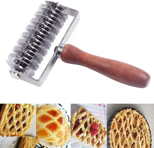Miniatura 4 de Hosmide - Cortador de rodillos de acero inoxidable con mango de madera
