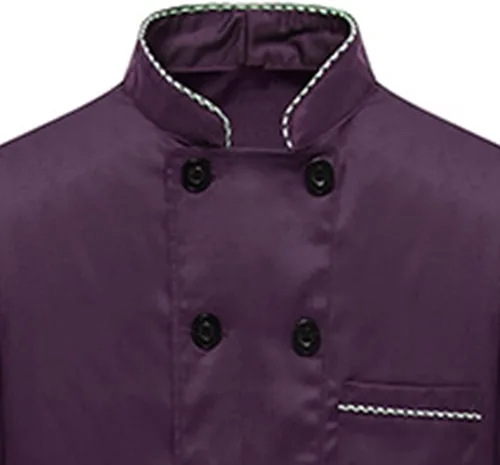 Miniatura 7 de Chaqueta de chef unisex, color de contraste, ropa de cocina, abrigo de chef de manga larga, uniforme de chef para trabajo